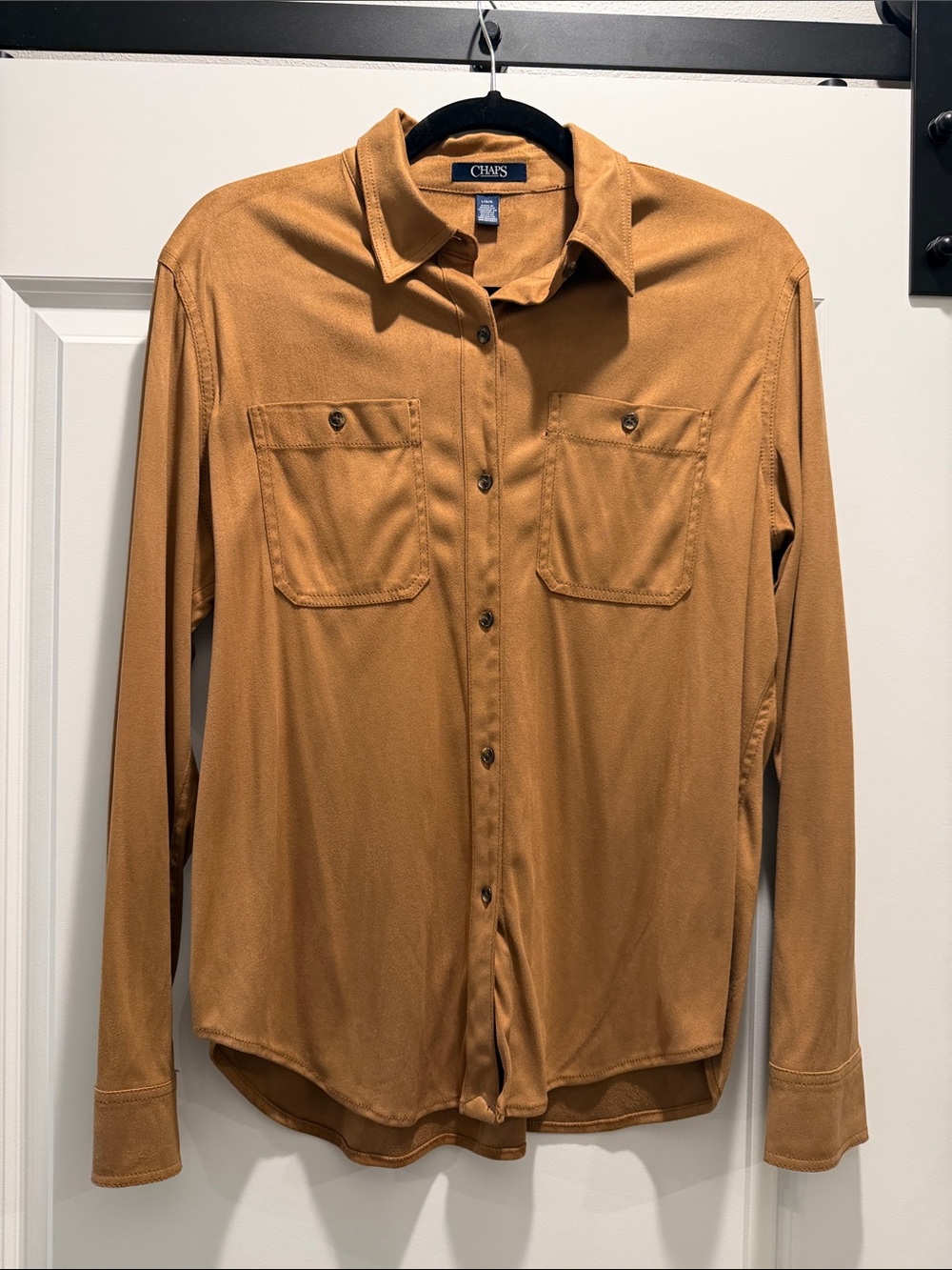 Chaps Women's Button-Down Shirt in Camel